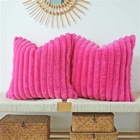 Jojusis Pack Of 2 Faux Fur Plush Decorative Throw Pillow