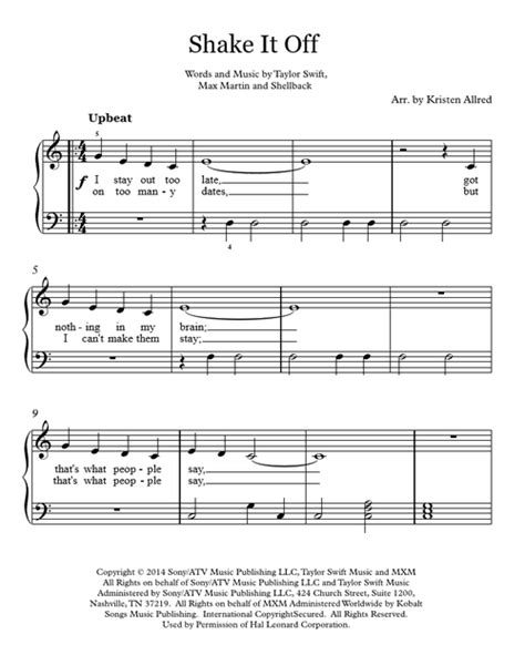 All original compositions and piano arrangements was created by french pianist, professor, and easy to play but sounds absolutely splendid. Shake It Off - Taylor Swift - Easy Piano Cover Sheet Music