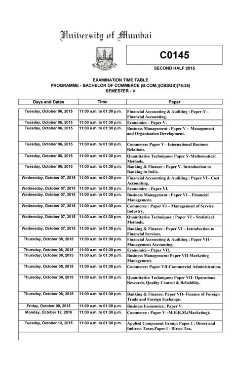 Tybcom Exam Timetable Mumbai University 2021 2022 Student Forum