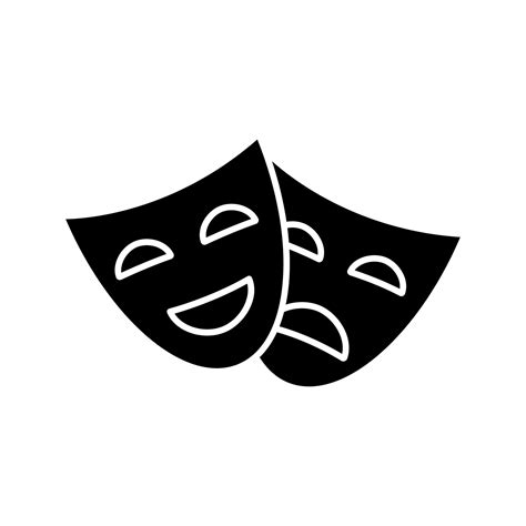 Comedy And Tragedy Masks Glyph Icon Theater Drama Silhouette Symbol Negative Space Vector