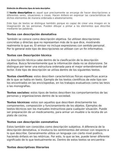 Tipos De Textos Descriptivos By Ticsparapromover2018 Issuu