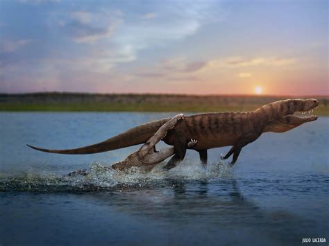 When the realize that the dinosaurs are bred as smart as. An attacking phytosaur gets ready to close the deal on a ...