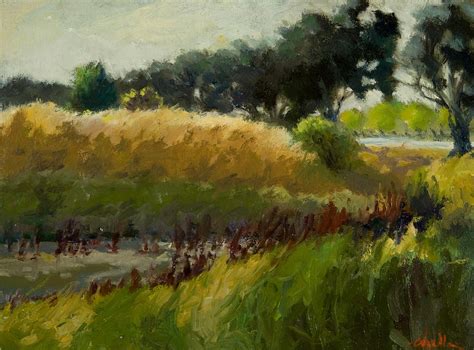 Olive Trees At Pond Painting By Chella Gonsalves Fine Art America