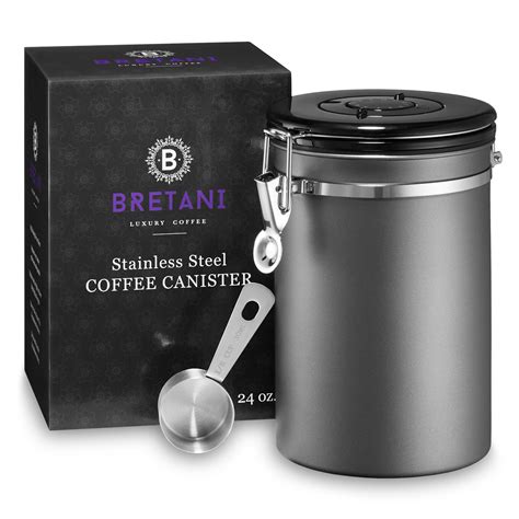 Stainless steel container set material used: Bretani 24 oz. Stainless Steel Coffee Canister & Scoop Set ...