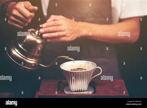 Coffee Dripping Process Vintage Filter Image Stock Photo Alamy