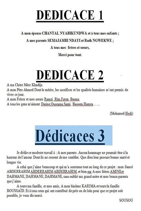3 Exemples De Dédicaces Mémoire En Word Doc Exemple Mémoire Word Doc