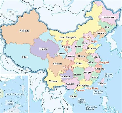 Karte Von China Provinzen Und Städte Karte Von China Die Städte Und