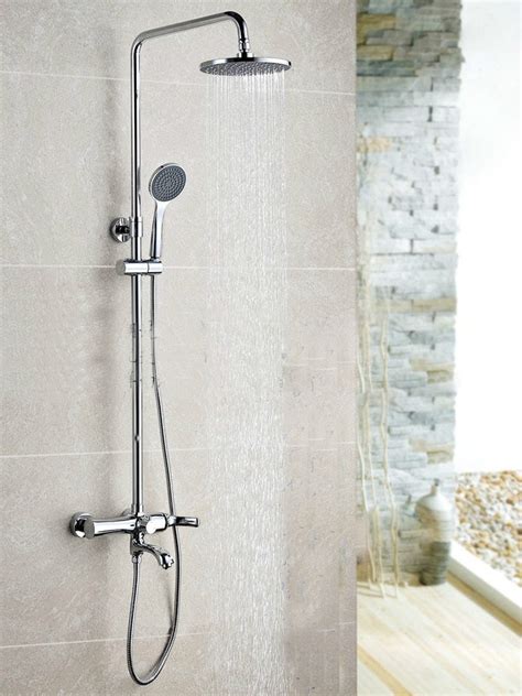 Modern Wall Mounted Chrome Finished Rainfall Solid Brass Bathroom Shower Column Bath Shower Set