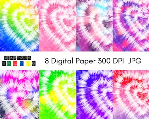 Tie Dye Digital Paper Bundle Watercolor Scrapbooking Paper Etsy