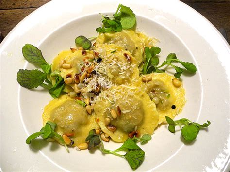 Mushroom Ravioli Wild Garlic Pinoli Parmesan Micro Green Hoggard Wagner Food Blog