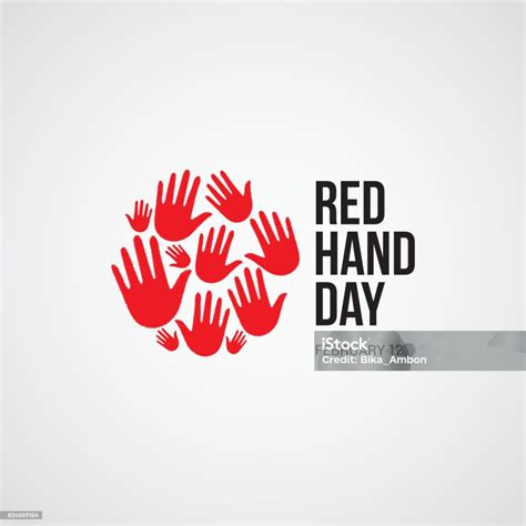 Red Hand Day Stock Illustration Download Image Now Art Color Image