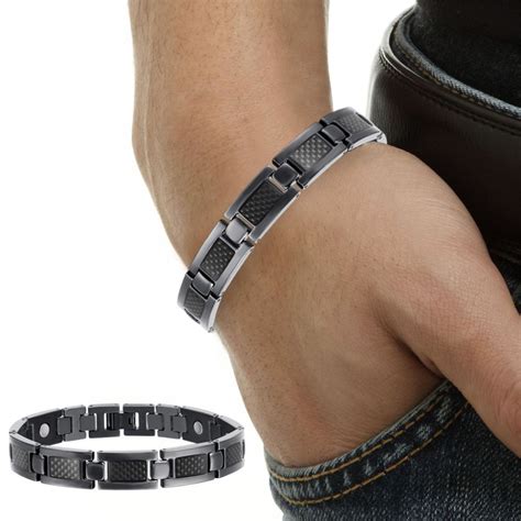 Men Jewelry Bio Energy Plated Magnetic Health Bracelet Men Black Fiber