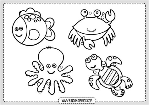 Dibujo de Animales Marinos para colorear - Rincon Dibujos | Mar para