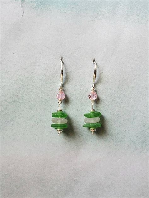 Genuine Kelly Green Seaglass, Pink Seaglass & Sterling ...