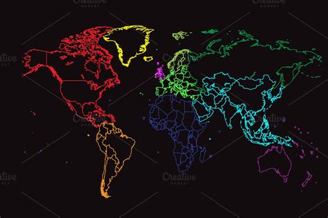 World Map With Borders Pre Designed Illustrator Graphics Creative