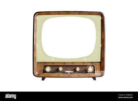 Vintage Crt Tv Set With Blank Screen Isolated On White Background
