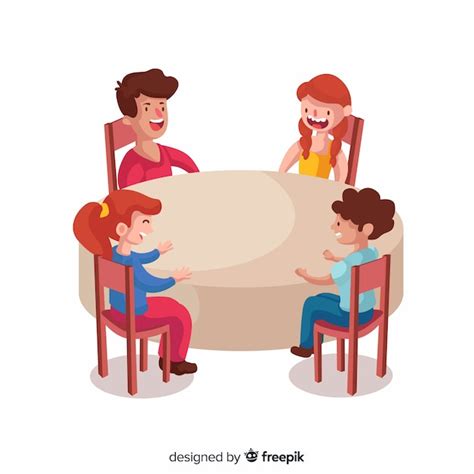 Free Vector Hand Drawn Kids Sitting Around Table Illustration