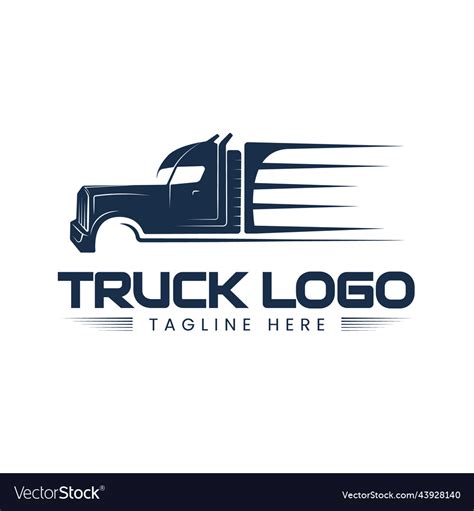 Semi Truck Logo Side View Silhouette Royalty Free Vector