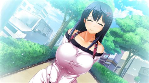 Big Boobs Women Huge Breasts Bursting Breasts Smiling Closed Eyes Anime Anime Girls Game