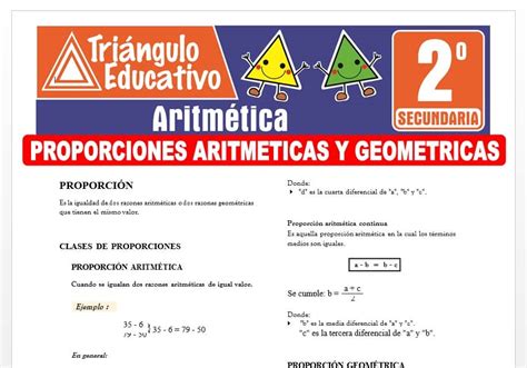 Proporciones Aritm Ticas Y Geom Tricas Para Segundo De Secundaria The