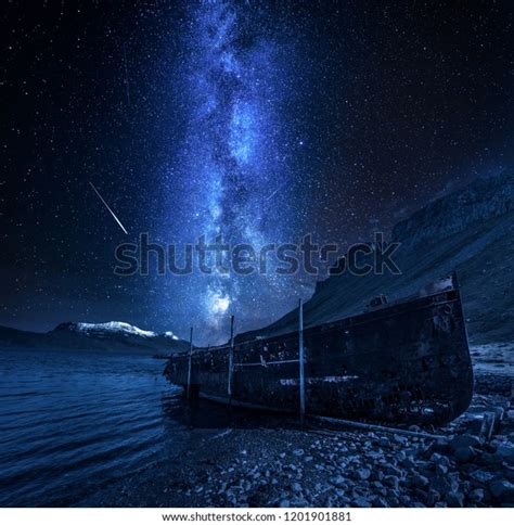 Old Shipwreck Milky Way Falling Stars Stock Photo 1201901881 Shutterstock