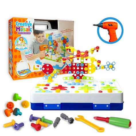 237pcs Children Electric Drill Screw Group Nut Disassembly Toolbox Toy