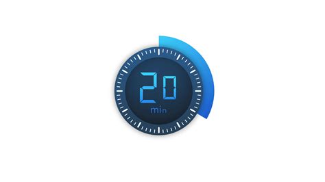 The 20 minutes timer. Stopwatch icon in flat style.Motion graphics
