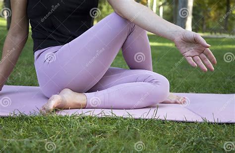 Seated Twist With Bent Knees Stock Image Image Of Hand Closeup