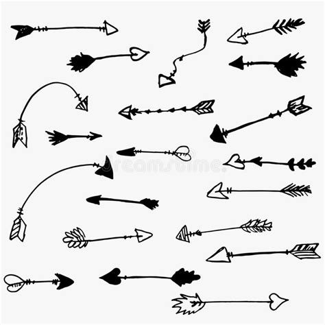 Vector Set Of Hand Drawn Arrows Stock Vector Illustration Of Text