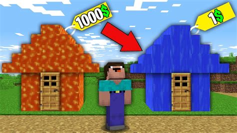 Minecraft Noob Vs Pronoob Bought Lava House For 1000 Vs Water House