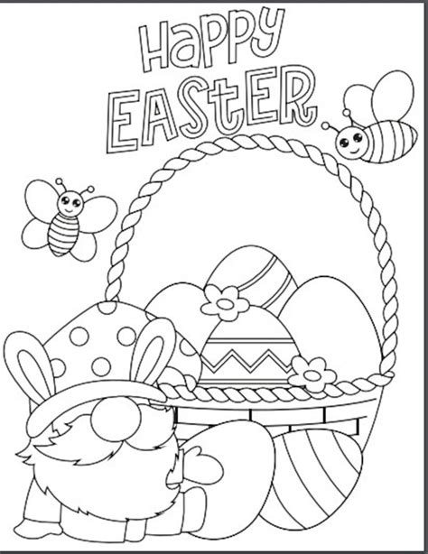 Easter Gnome Coloring Pages For Kids Easter Activities For Etsy