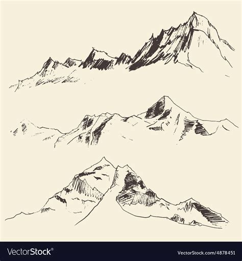 Mountains Contours Engraving Sketch Royalty Free Vector