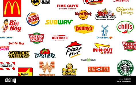 colección de logotipo de la más famosa comida rápida restaurantes y café fotografía de stock