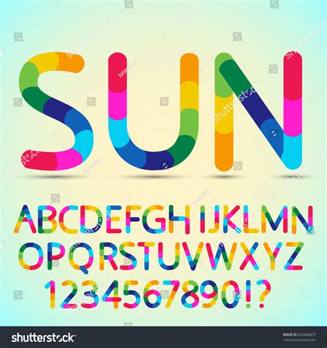 Colored Font Set Of Bright Colors Rainbow Alphabet And