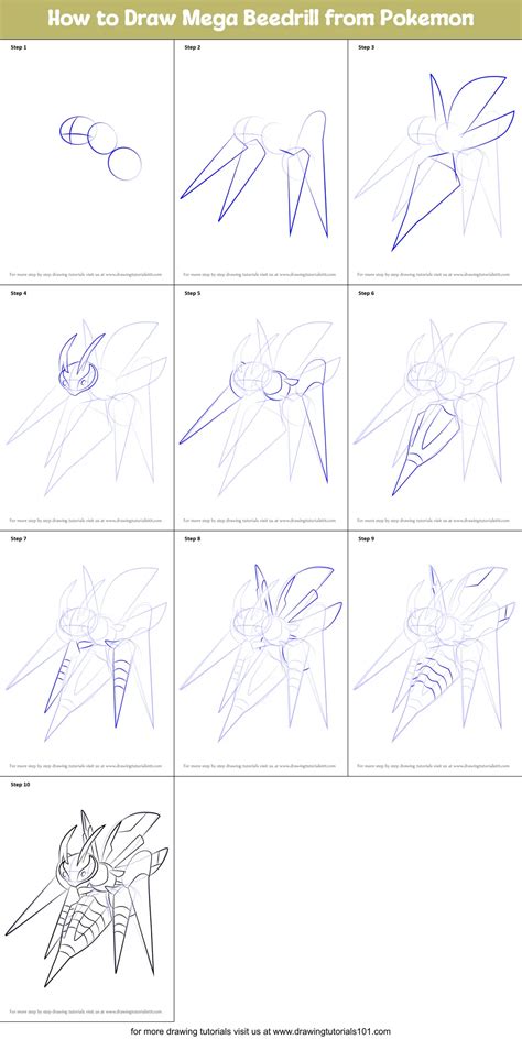 How To Draw Mega Beedrill From Pokemon Printable Step By Step Drawing