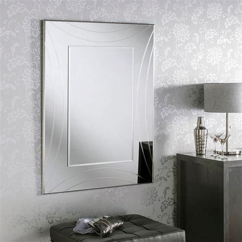Contemporary Silver Rectangular Wall Mirror Homesdirect365