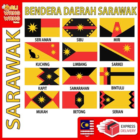 Bendera Daerah Sarawak Sarawak District Flag Negeri Sarawak Bendera