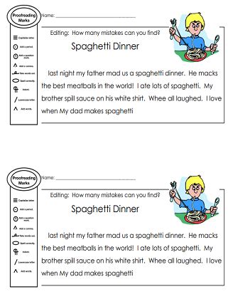 Proofreading paragraphs worksheets