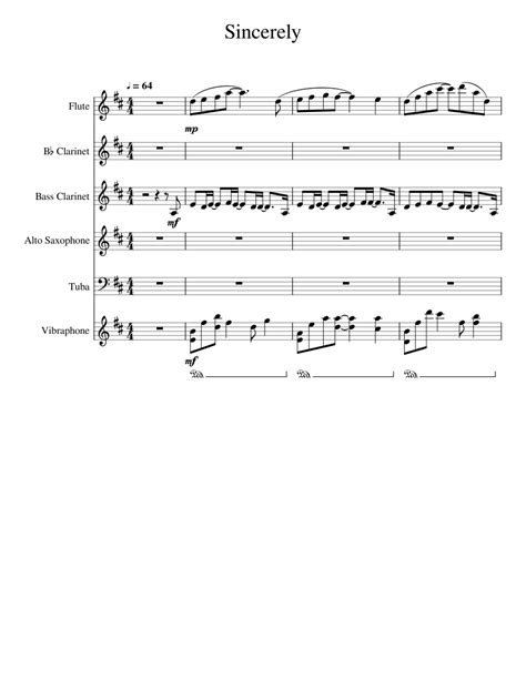 Sincerely Violet Evergarden Sheet Music For Flute Clarinet Alto