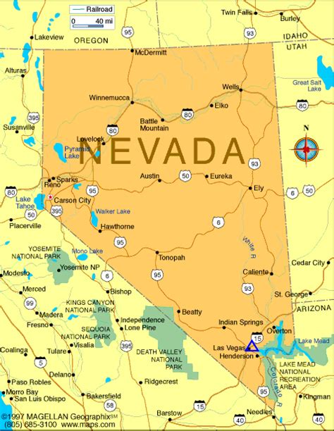 Map Of Nevada Cities Printable Map Of Nevada State Printable