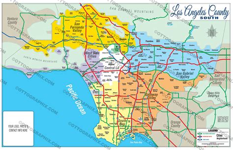 Los Angeles Zip Code Map Full County Areas Colorized Otto Maps Images