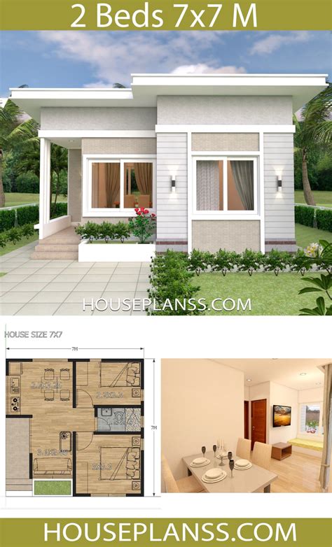 Having a separate tub and shower in a small bathroom sounds like an impossible dream. Small House Design Plans 7x7 with 2 Bedrooms - House Plans ...