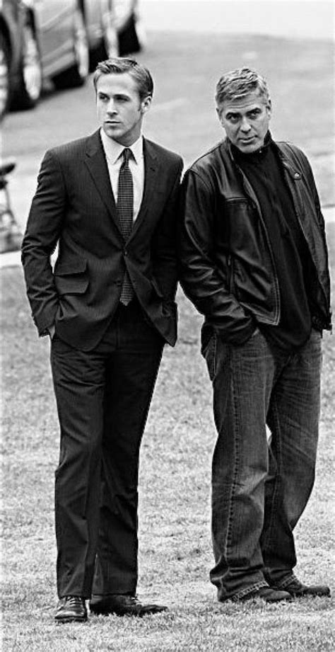 Ryan Gosling Et George Clooney Portrait Noir Et Blanc Hommes Magnifiques Noir Et Blanc