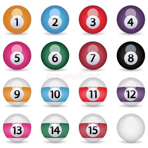 Collection Of Billiard Pool Balls With Numbers Vector Stock Vector