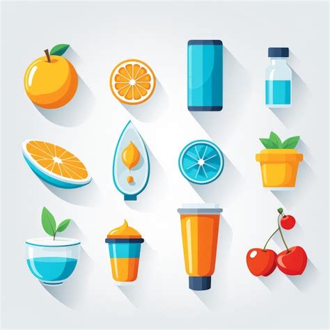 Conjunto De Iconos De Alimentos Saludables Vector Premium