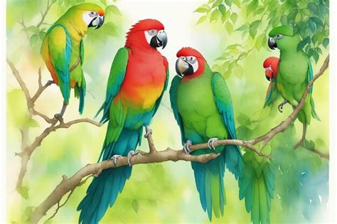 Premium Ai Image Watercolor Painting Of Beautiful Colorful Parrot