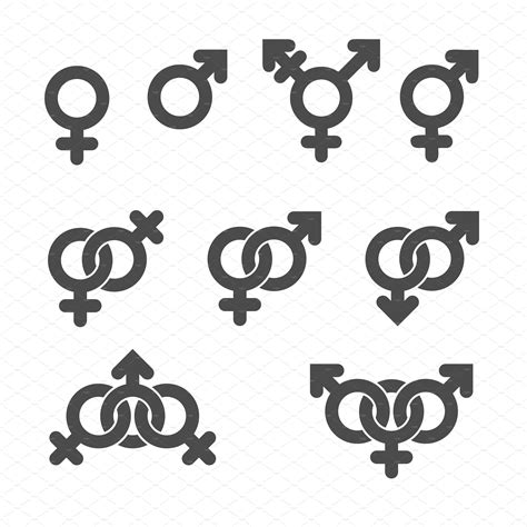 Gender Symbol Icons Set Custom Designed Icons
