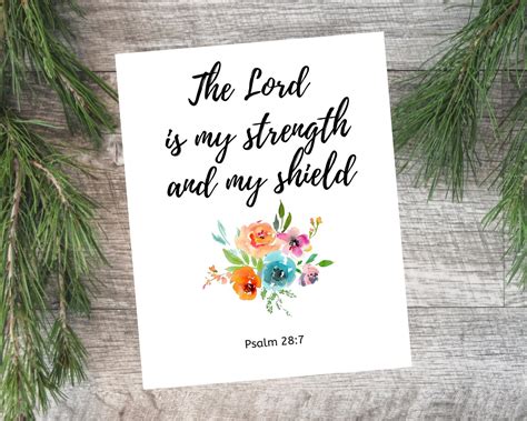 The Lord Is My Strength And My Shield Psalm 287 Bible Quote Etsy