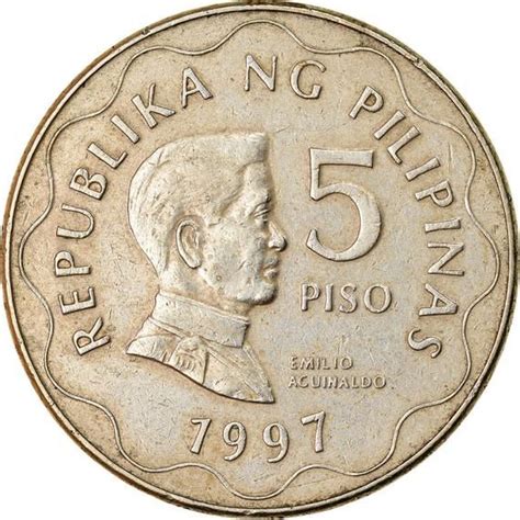 Coin Philippines 5 Piso 1997 Ef40 45 Nickel Brass Km272