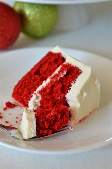 To qualify as a red velvet cake, ingredients must include cocoa powder, buttermilk, white vinegar and baking soda. Red Velvet Cake with Cream Cheese Frosting - Life In The ...